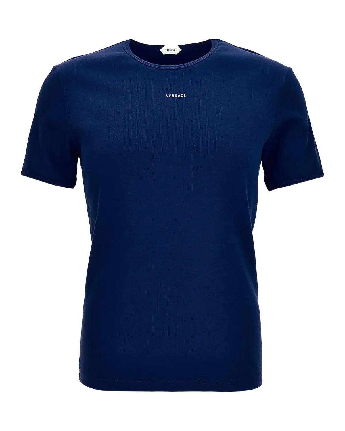 Versace Men's Logo Rib-Knit Cotton Crewneck T-Shirt