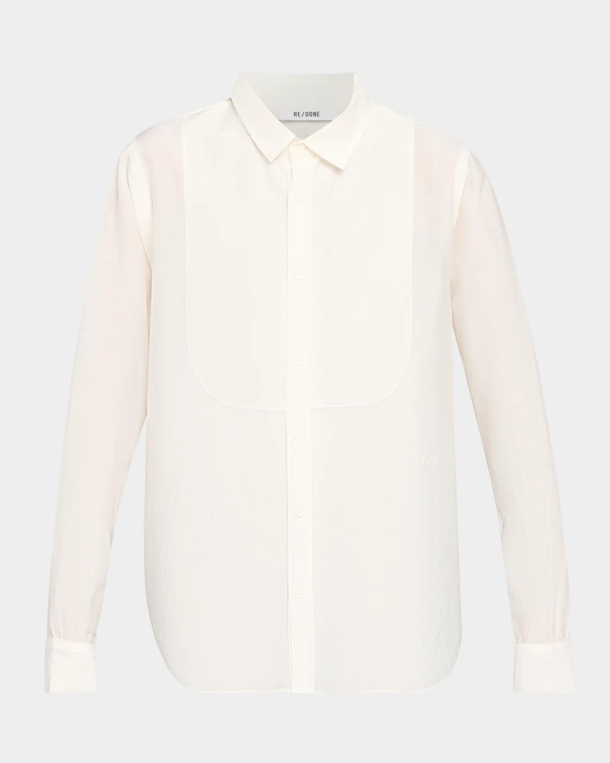 RE/DONE Dillon Cotton-Silk Voile Button-Front Shirt