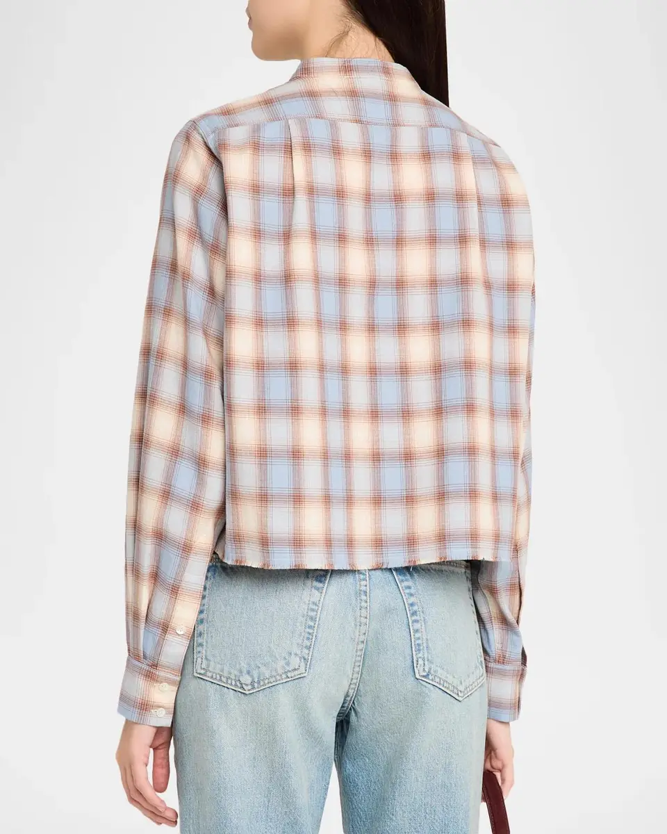 RE/DONE Bianca Cropped Cotton Plaid Shirt | Thumbnail 3 RE/DONE Bianca Cropped Cotton Plaid Shirt | Thumbnail 3