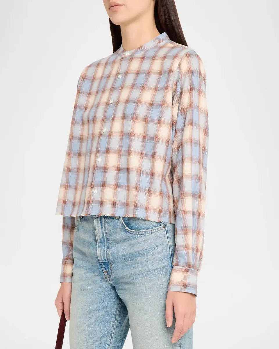 RE/DONE Bianca Cropped Cotton Plaid Shirt | Thumbnail 4 RE/DONE Bianca Cropped Cotton Plaid Shirt | Thumbnail 4