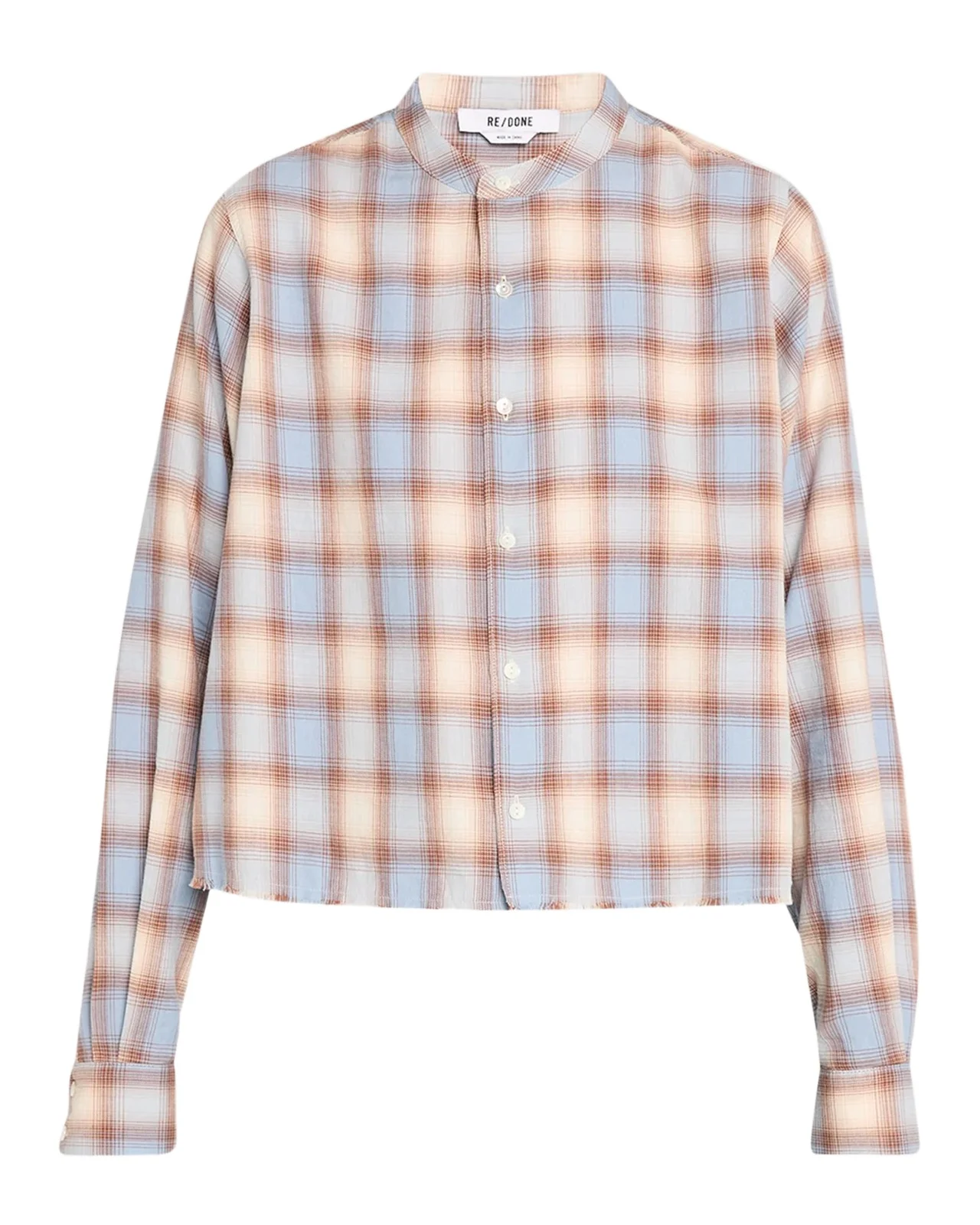 RE/DONE Bianca Cropped Cotton Plaid Shirt