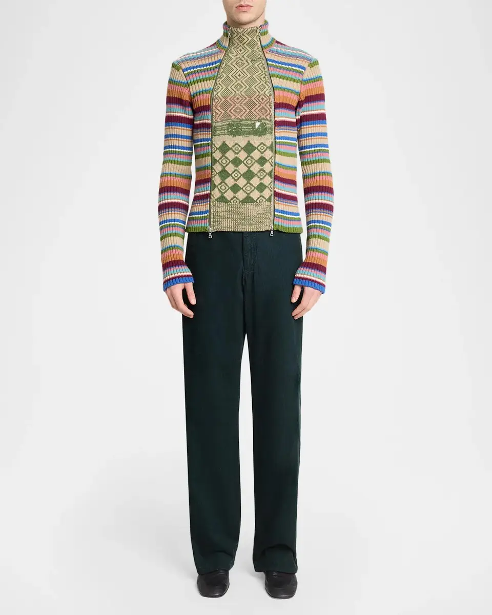 Dries Van Noten Striped Wool Rib-Knit Cardigan | Thumbnail 2 Dries Van Noten Striped Wool Rib-Knit Cardigan | Thumbnail 2