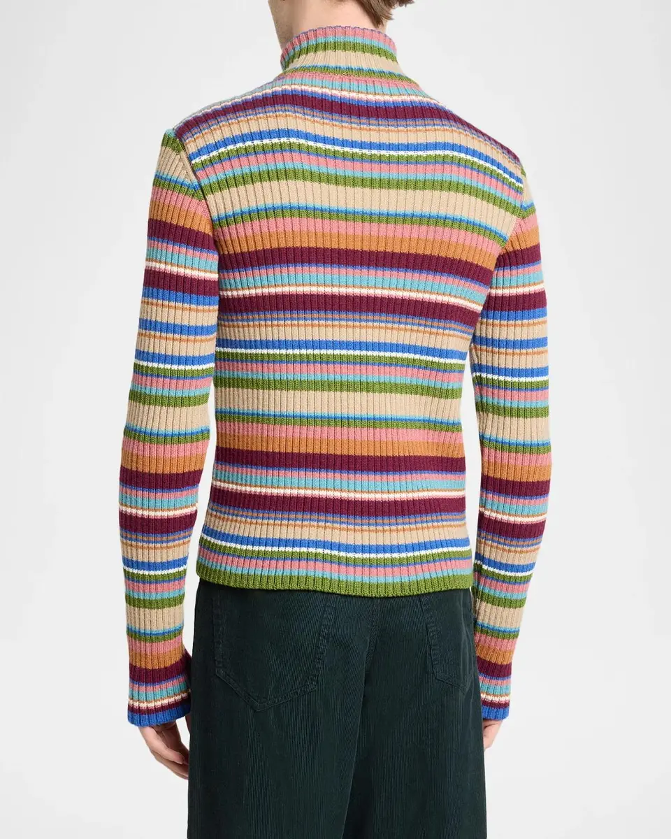 Dries Van Noten Striped Wool Rib-Knit Cardigan | Thumbnail 3 Dries Van Noten Striped Wool Rib-Knit Cardigan | Thumbnail 3