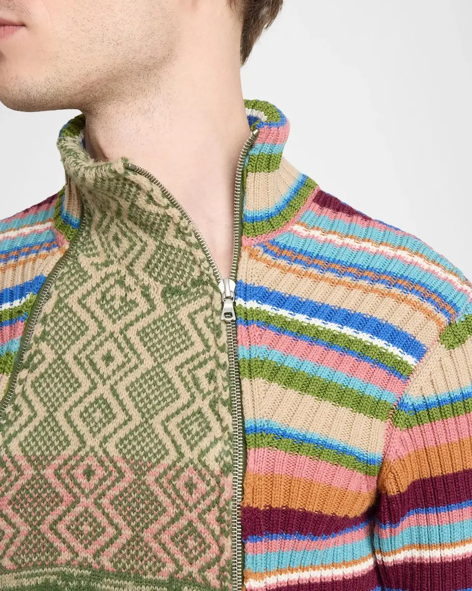 Dries Van Noten Striped Wool Rib-Knit Cardigan | Thumbnail 5 Dries Van Noten Striped Wool Rib-Knit Cardigan | Thumbnail 5