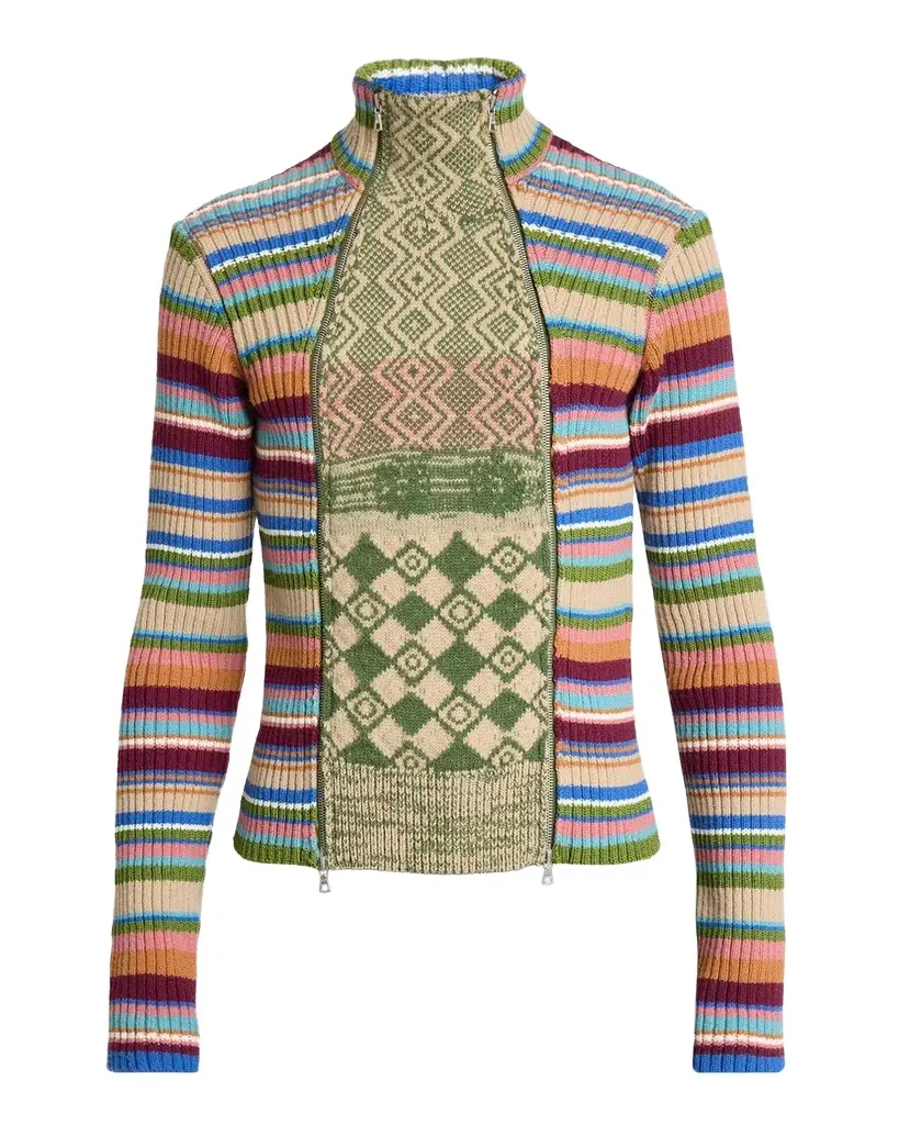 Dries Van Noten Striped Wool Rib-Knit Cardigan