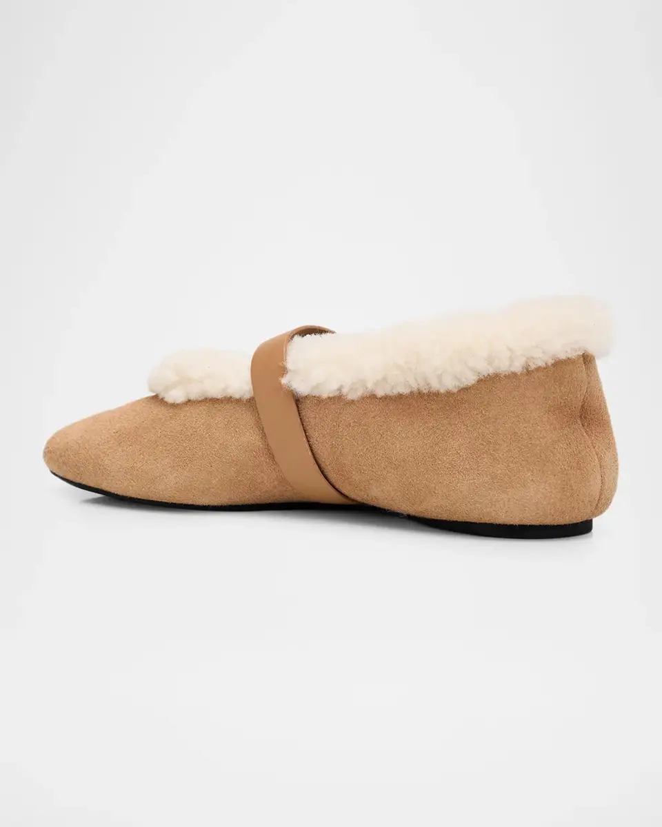 rag & bone Spire Shearling-Lined Suede Mary Jane Ballerina Flats | Thumbnail 2