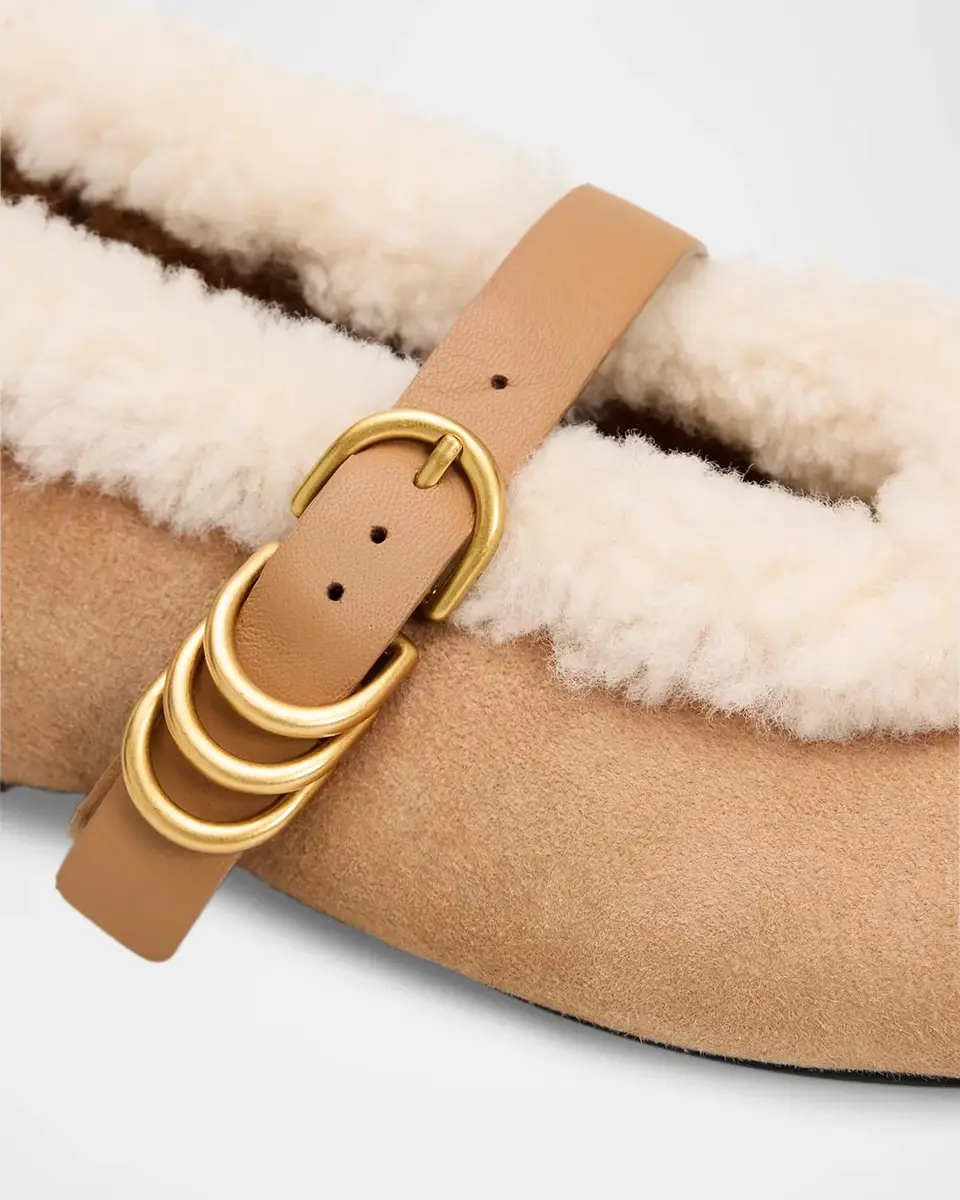 rag & bone Spire Shearling-Lined Suede Mary Jane Ballerina Flats | Thumbnail 3