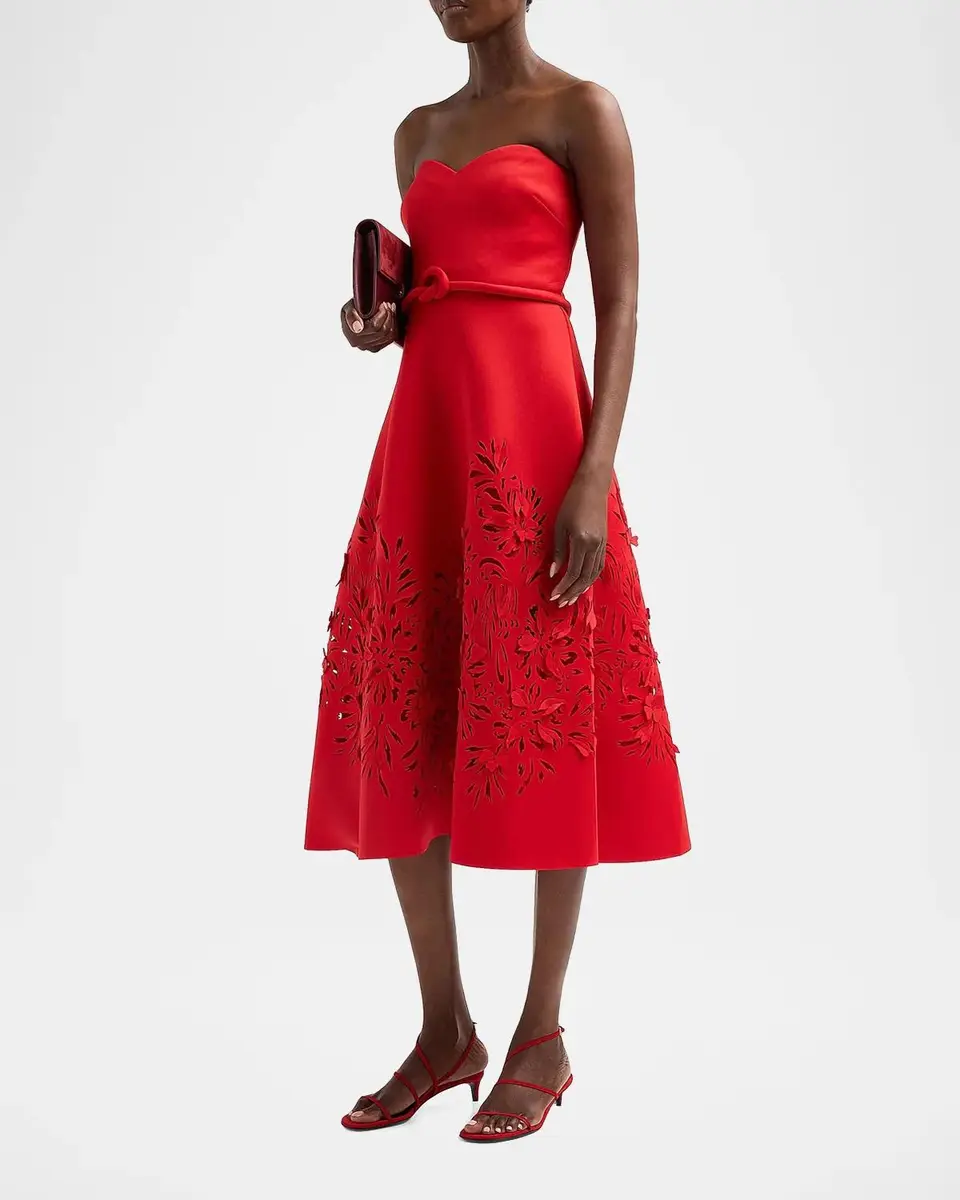BADGLEY MISCHKA Cutout Strapless Sweetheart Midi Dress | Thumbnail 4
