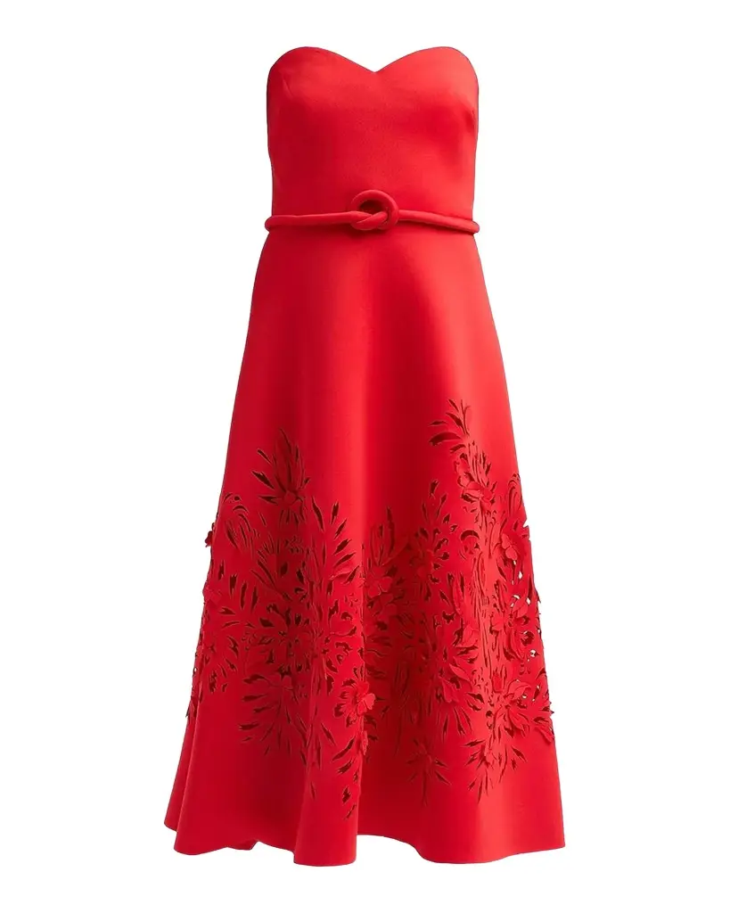BADGLEY MISCHKA Cutout Strapless Sweetheart Midi Dress