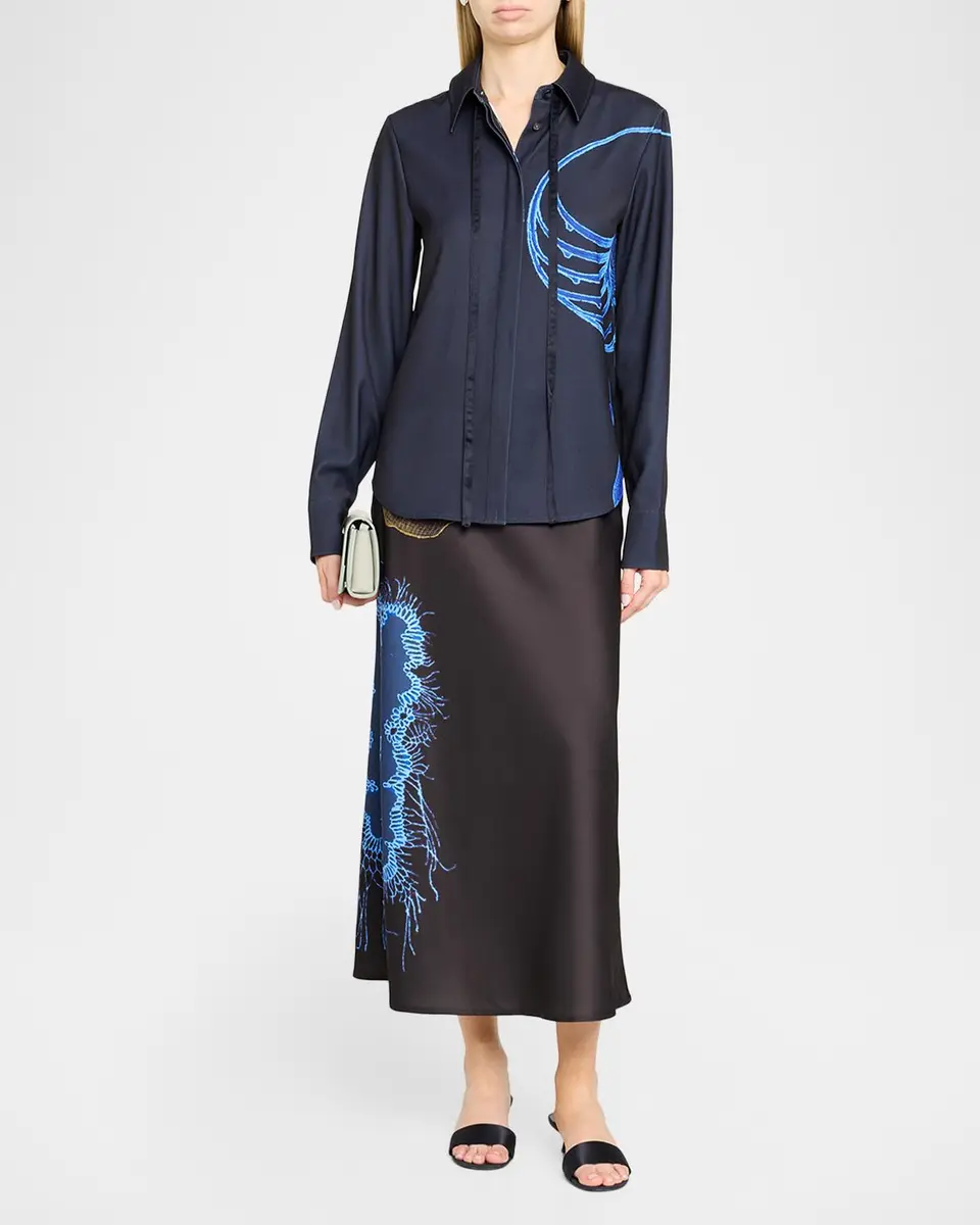 Jason Wu Collection Printed Crepe Satin Bias Midi Skirt | Thumbnail 2 Jason Wu Collection Printed Crepe Satin Bias Midi Skirt | Thumbnail 2