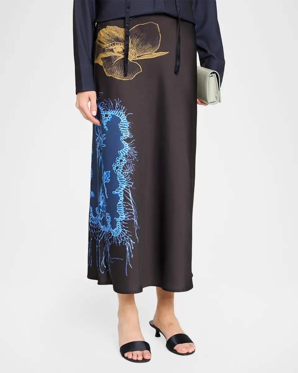 Jason Wu Collection Printed Crepe Satin Bias Midi Skirt | Thumbnail 4 Jason Wu Collection Printed Crepe Satin Bias Midi Skirt | Thumbnail 4