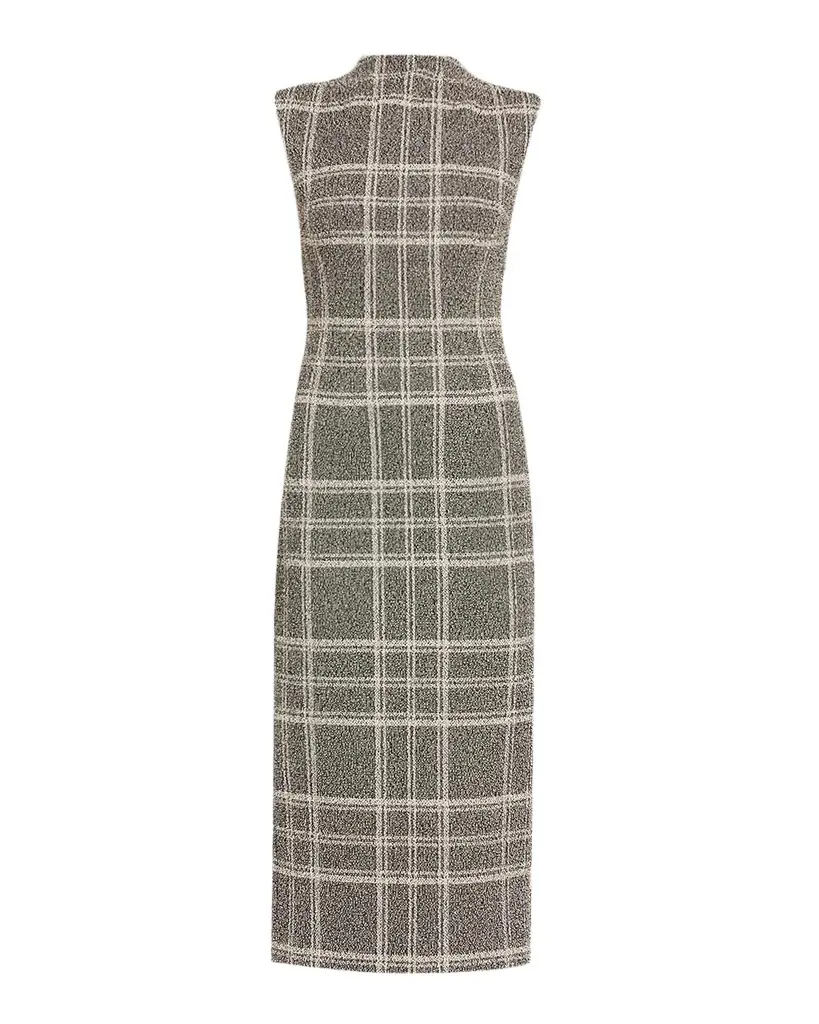 Georgia Sleeveless Plaid Mock-Neck Midi Dress Georgia Sleeveless Plaid Mock-Neck Midi Dress