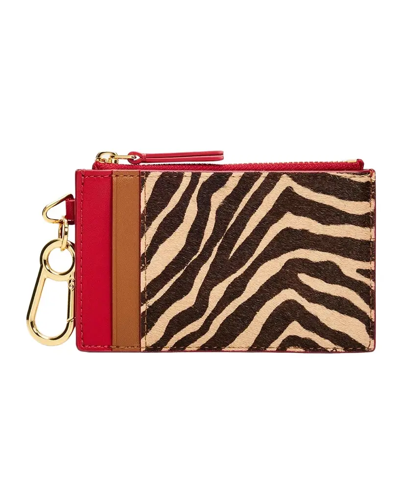 Veronica Beard Ziger Calf Hair Zip Card Holder