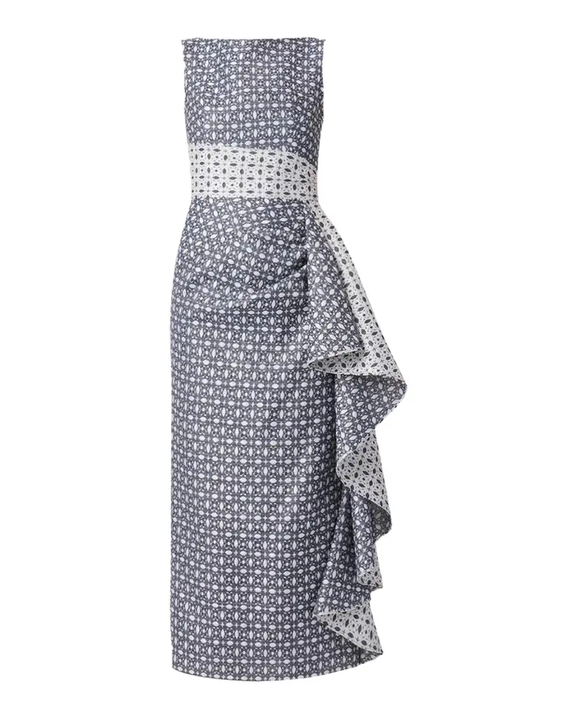 Shoshanna Catherine Draped Jacquard Maxi Dress