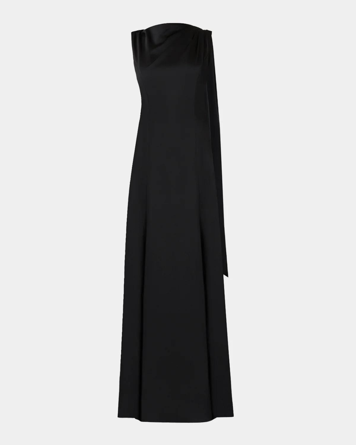 Shoshanna Draped Satin Charmeuse Column Gown