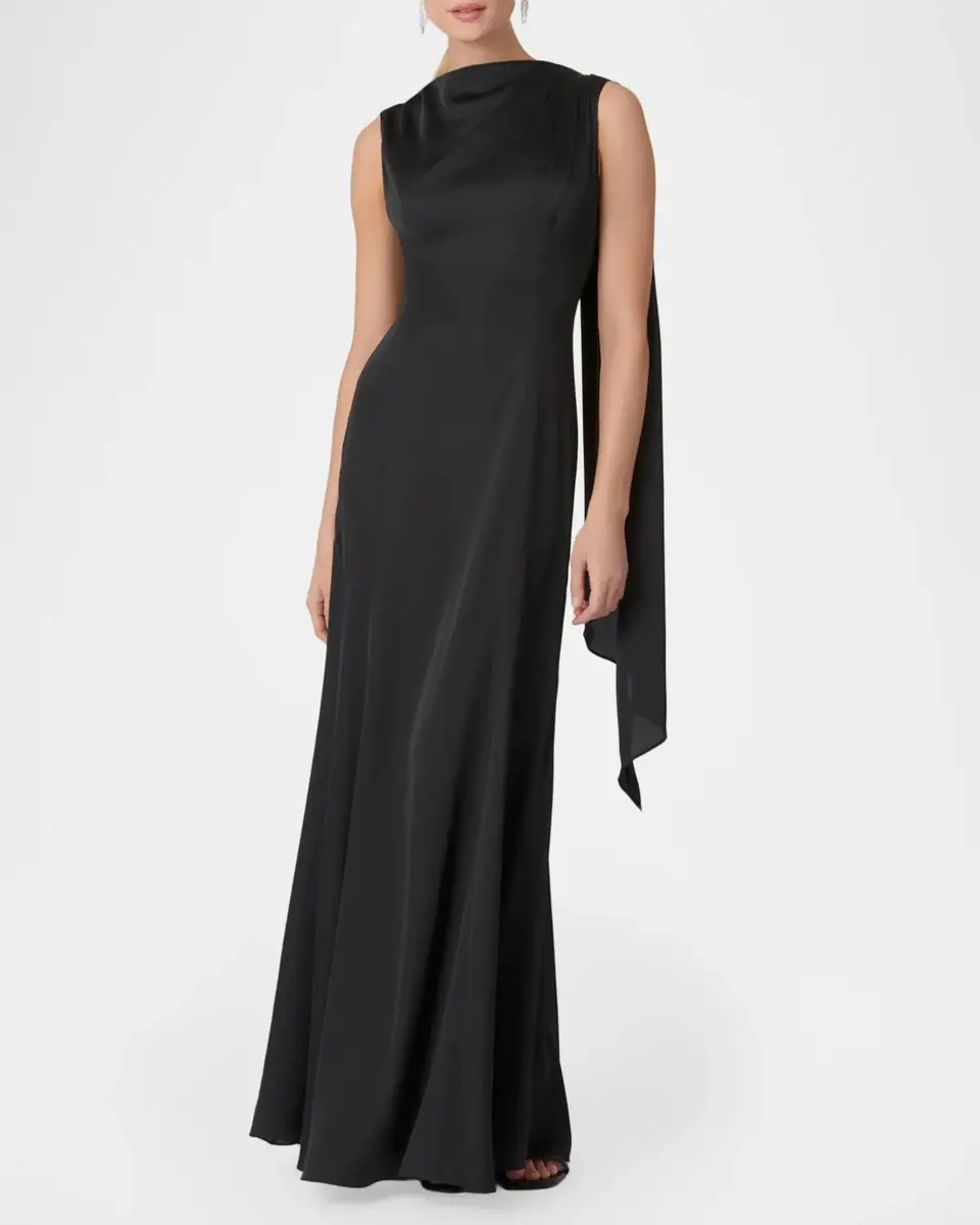 Shoshanna Draped Satin Charmeuse Column Gown | Thumbnail 2 Shoshanna Draped Satin Charmeuse Column Gown | Thumbnail 2