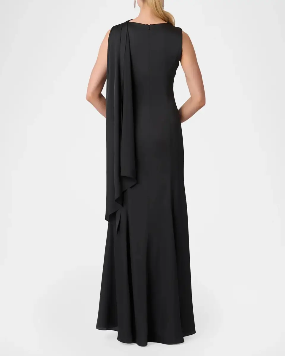 Shoshanna Draped Satin Charmeuse Column Gown | Thumbnail 3 Shoshanna Draped Satin Charmeuse Column Gown | Thumbnail 3