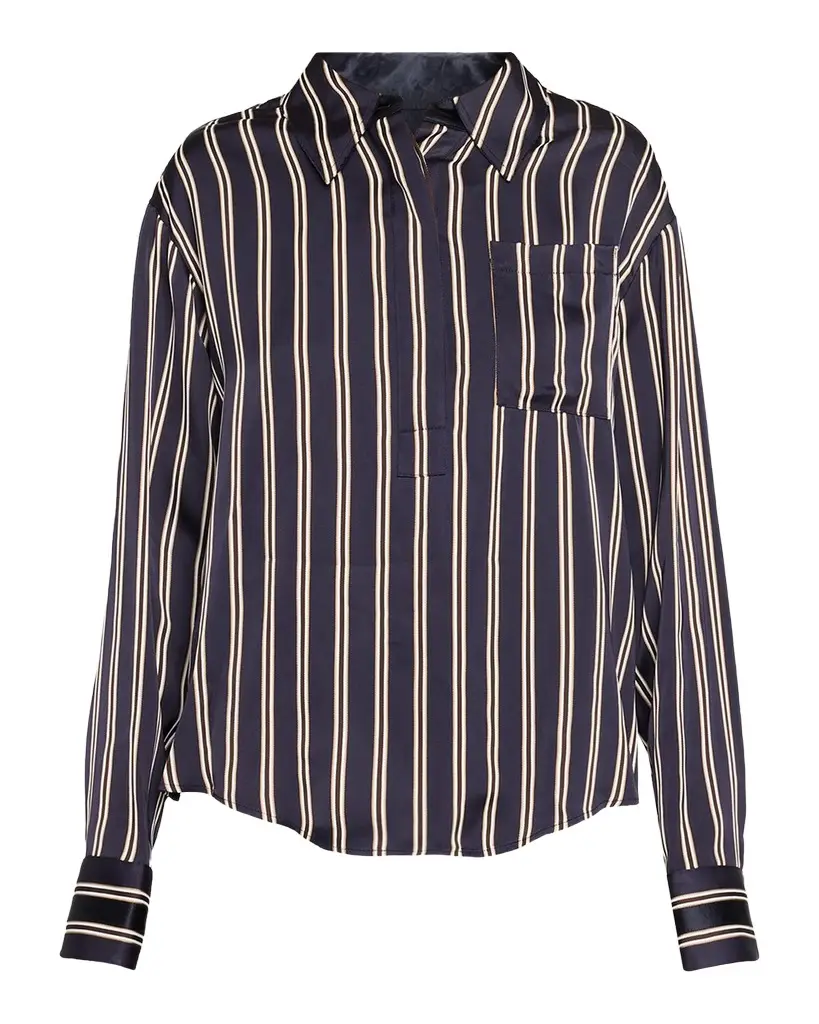 Striped Satin Button-Down Shirt Striped Satin Button-Down Shirt