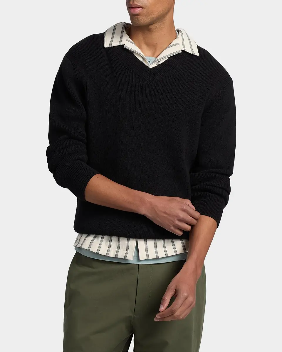 Vince Men's Rib-Knit Cotton-Blend V-Neck Sweater | Thumbnail 4 Vince Men's Rib-Knit Cotton-Blend V-Neck Sweater | Thumbnail 4