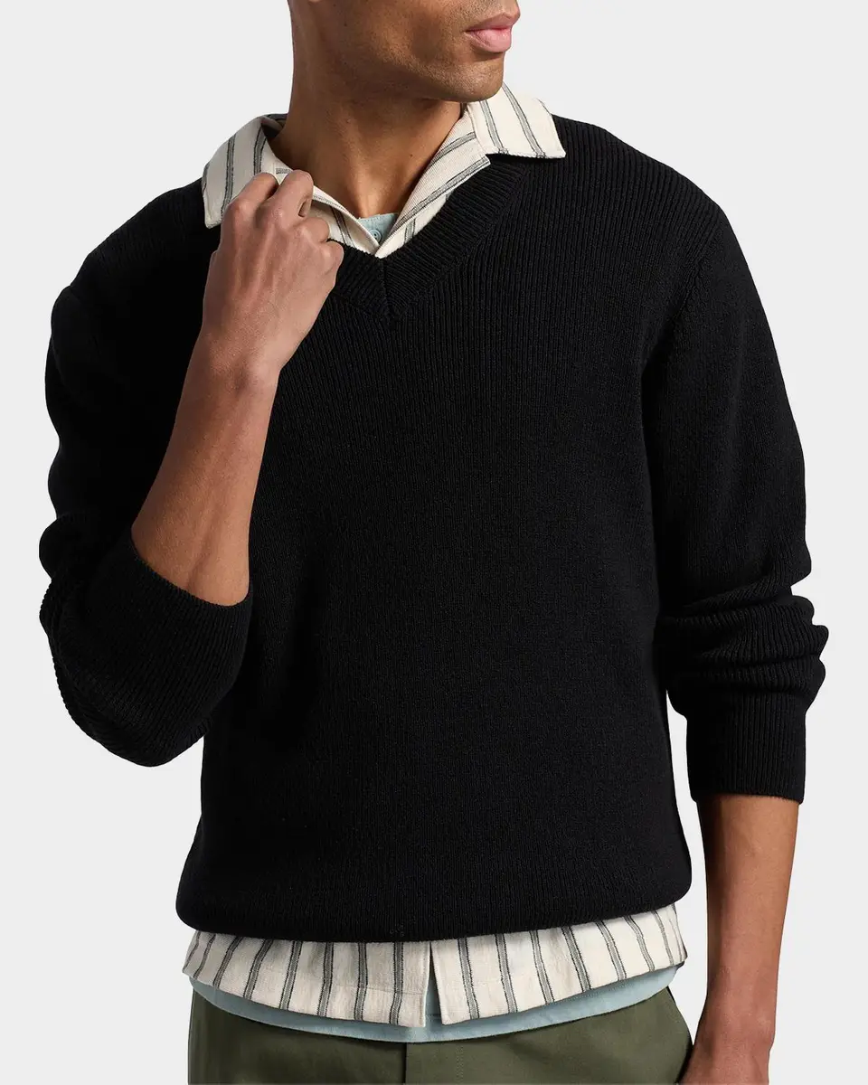 Vince Men's Rib-Knit Cotton-Blend V-Neck Sweater | Thumbnail 5 Vince Men's Rib-Knit Cotton-Blend V-Neck Sweater | Thumbnail 5