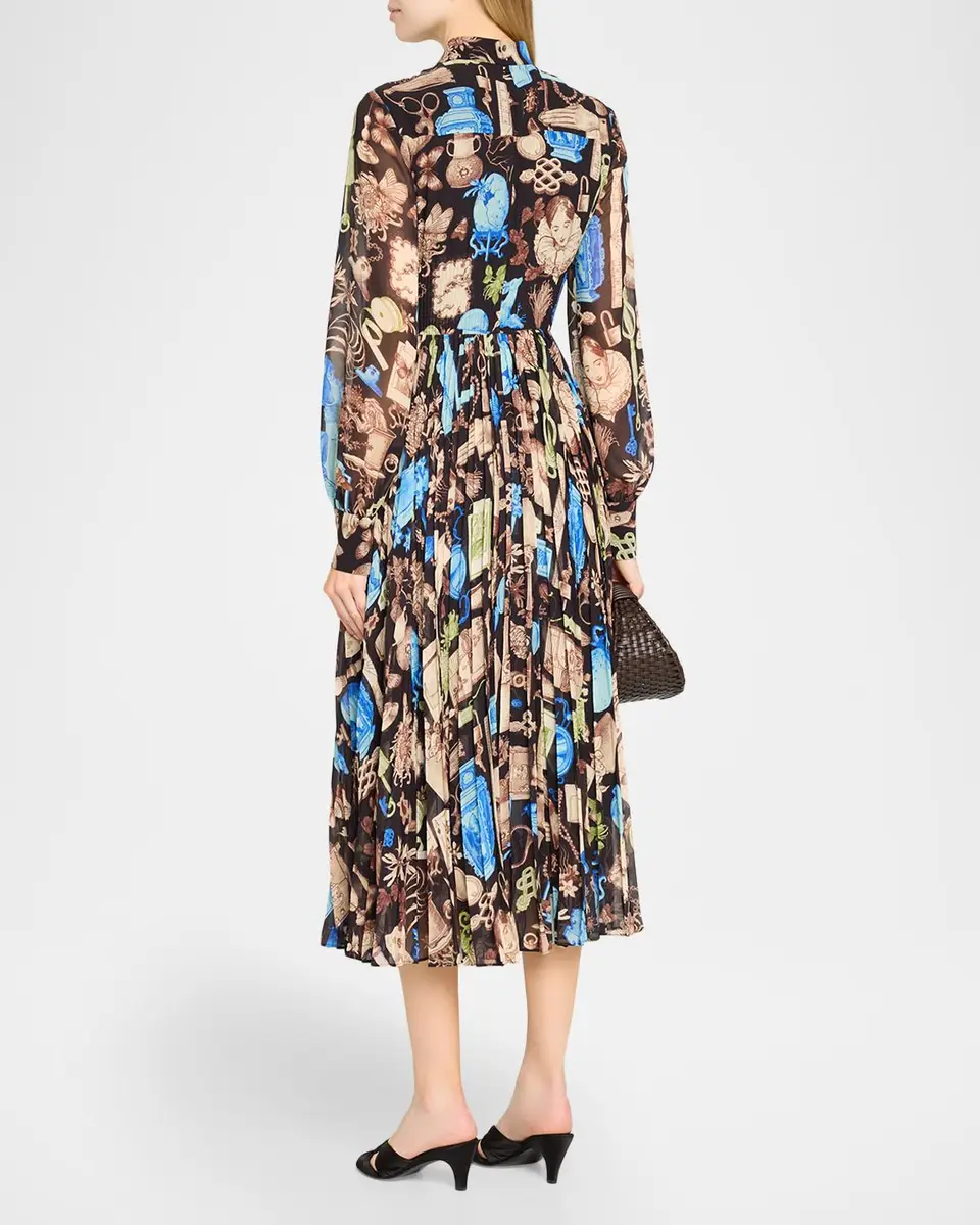 Jason Wu Collection Tie-Neck Pleated Chiffon Long-Sleeve Midi Dress | Thumbnail 3 Jason Wu Collection Tie-Neck Pleated Chiffon Long-Sleeve Midi Dress | Thumbnail 3