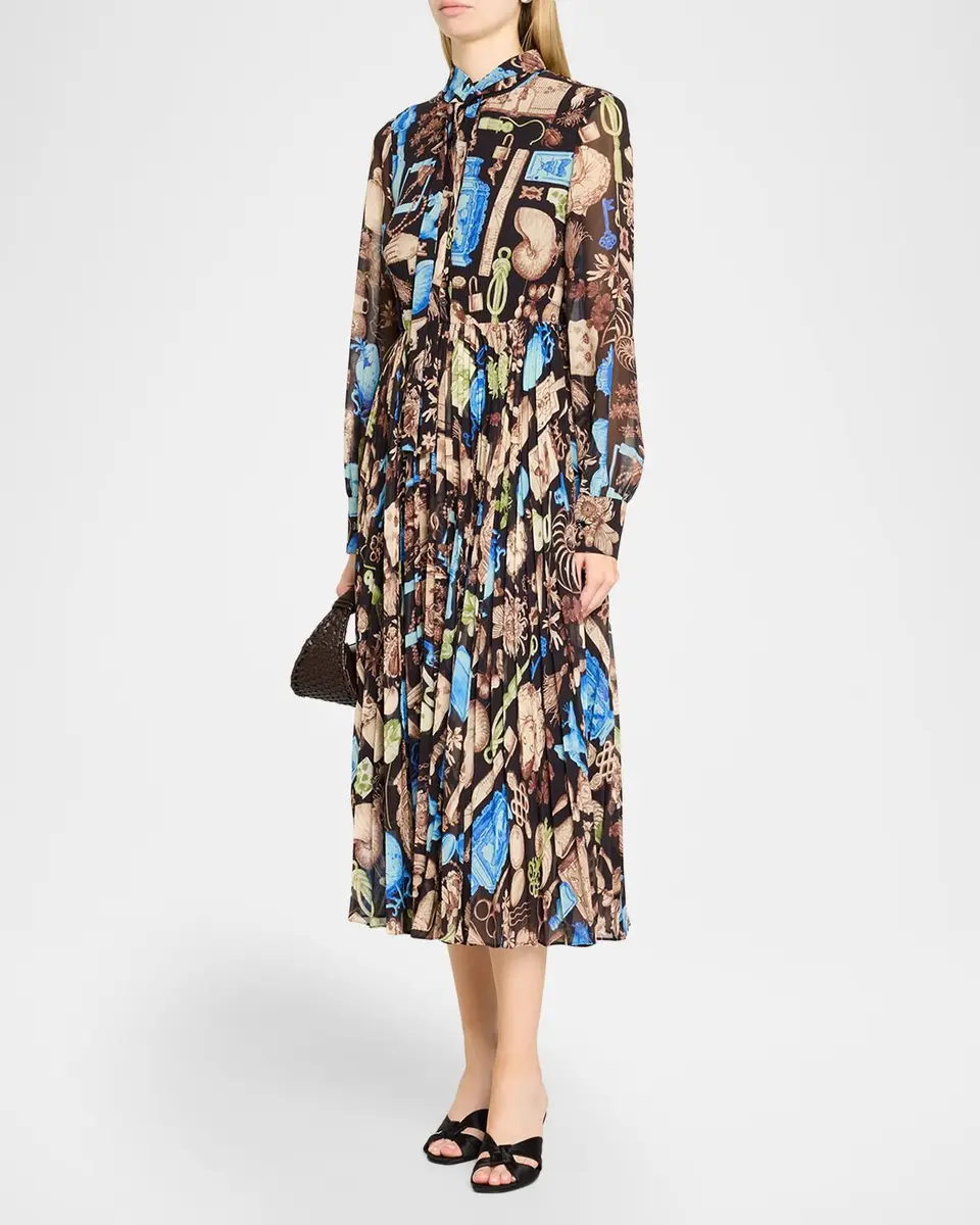 Jason Wu Collection Tie-Neck Pleated Chiffon Long-Sleeve Midi Dress | Thumbnail 4 Jason Wu Collection Tie-Neck Pleated Chiffon Long-Sleeve Midi Dress | Thumbnail 4