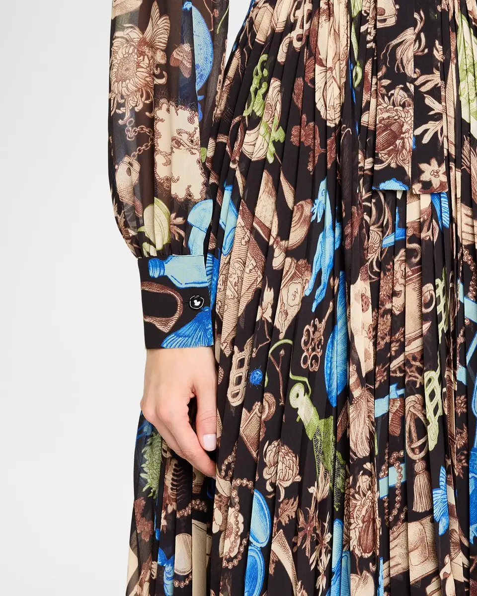 Jason Wu Collection Tie-Neck Pleated Chiffon Long-Sleeve Midi Dress | Thumbnail 5 Jason Wu Collection Tie-Neck Pleated Chiffon Long-Sleeve Midi Dress | Thumbnail 5