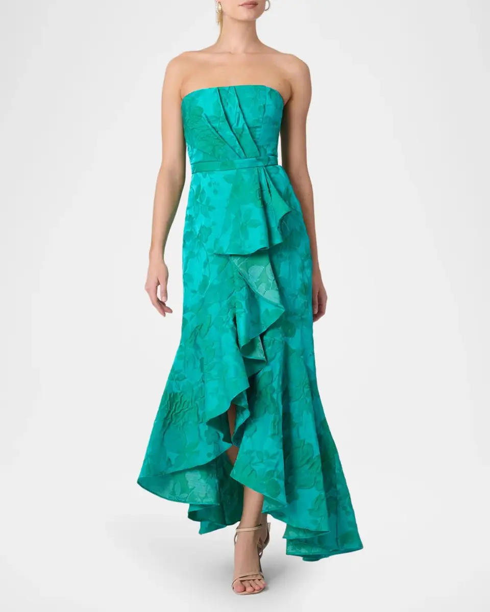 Shoshanna Strapless Floral Jacquard Ruffle Gown | Thumbnail 2 Shoshanna Strapless Floral Jacquard Ruffle Gown | Thumbnail 2