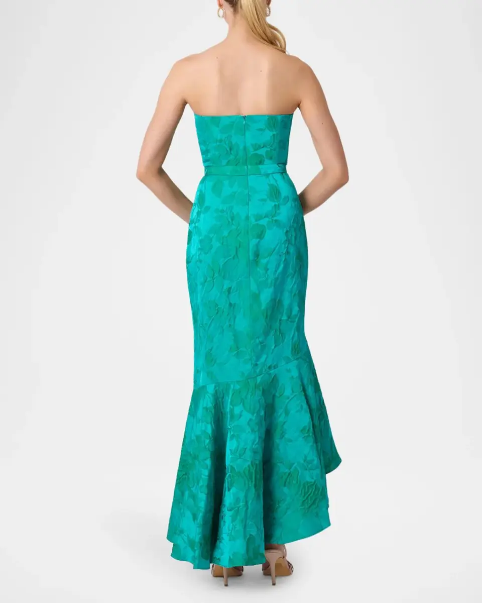 Shoshanna Strapless Floral Jacquard Ruffle Gown | Thumbnail 3 Shoshanna Strapless Floral Jacquard Ruffle Gown | Thumbnail 3