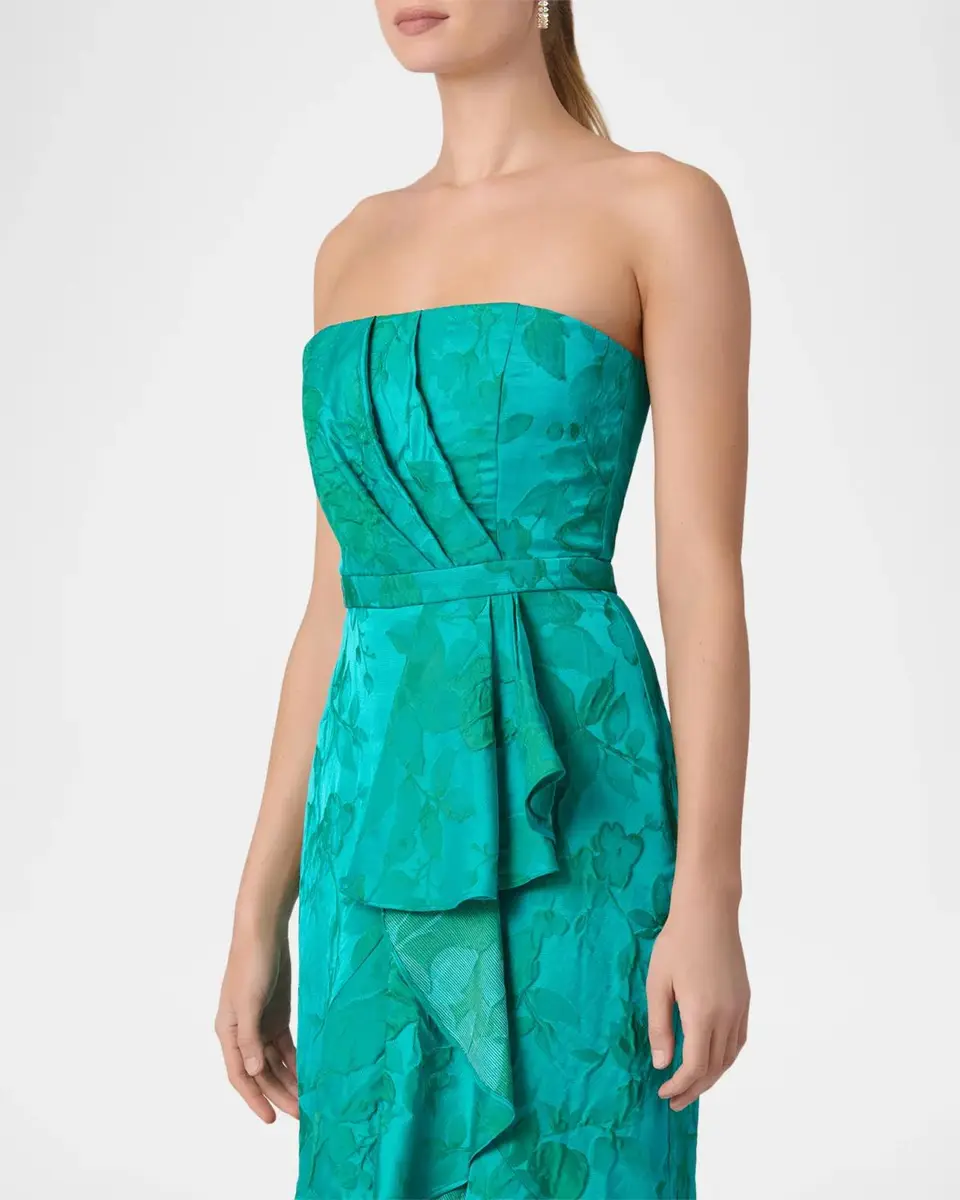 Shoshanna Strapless Floral Jacquard Ruffle Gown | Thumbnail 4 Shoshanna Strapless Floral Jacquard Ruffle Gown | Thumbnail 4