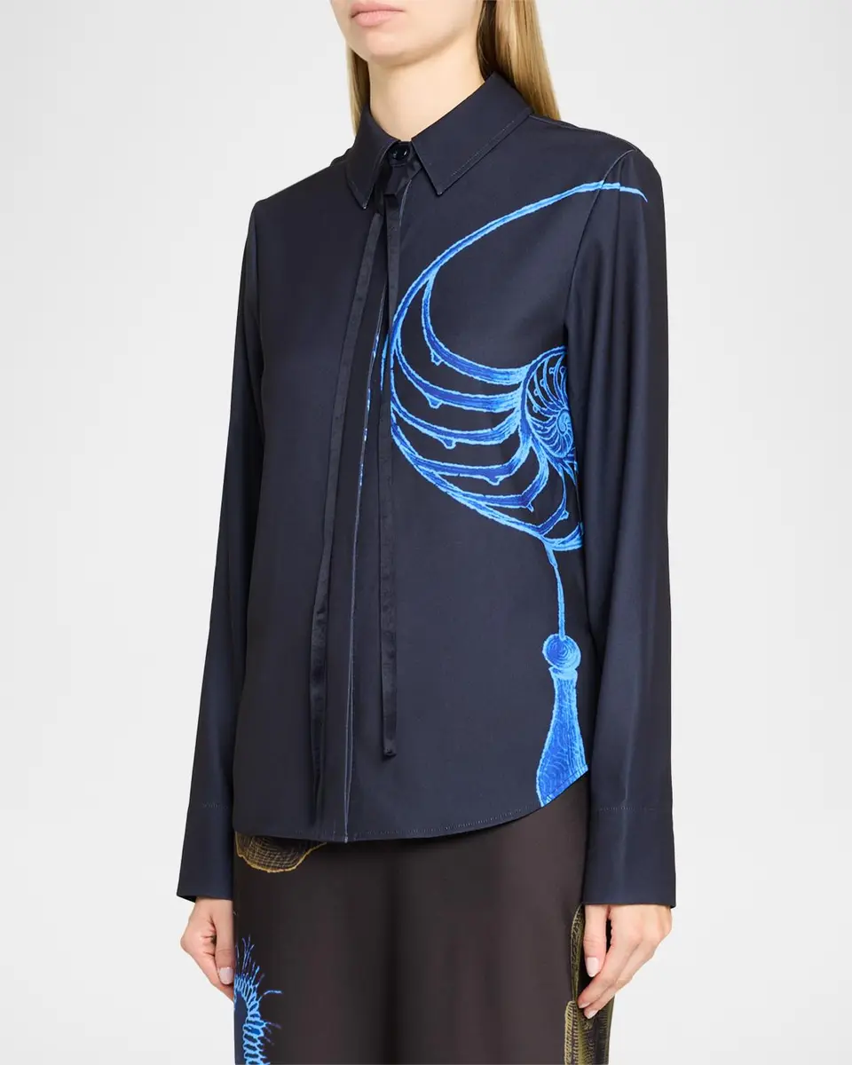 Jason Wu Collection Crepe Satin Tie-Neck Button-Down Shirt | Thumbnail 4 Jason Wu Collection Crepe Satin Tie-Neck Button-Down Shirt | Thumbnail 4