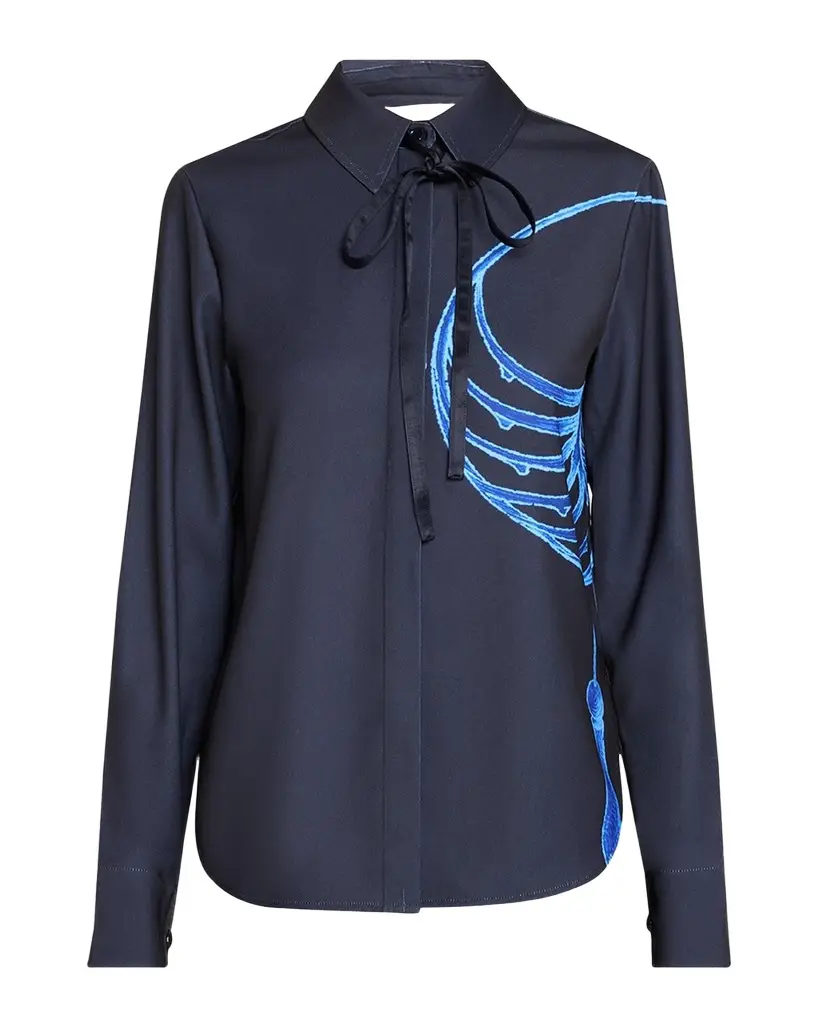 Jason Wu Collection Crepe Satin Tie-Neck Button-Down Shirt