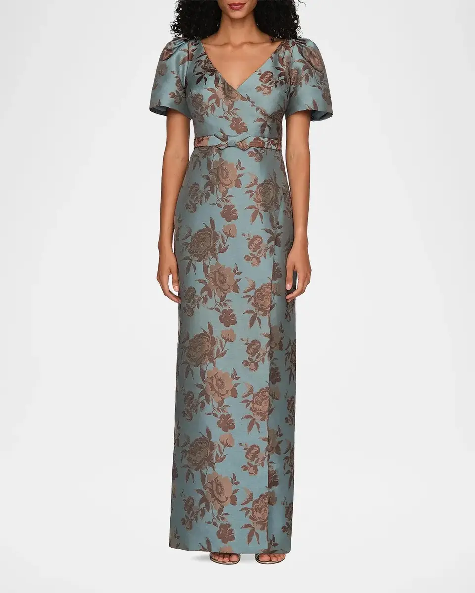 Kay Unger New York Esmerelda Floral Jacqaurd Gown | Thumbnail 2 Kay Unger New York Esmerelda Floral Jacqaurd Gown | Thumbnail 2