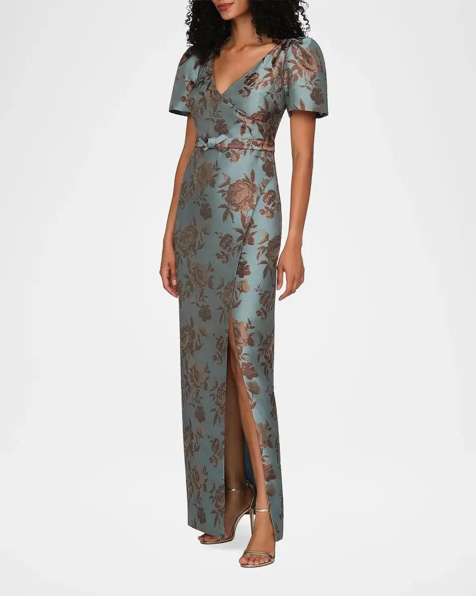 Kay Unger New York Esmerelda Floral Jacqaurd Gown | Thumbnail 4 Kay Unger New York Esmerelda Floral Jacqaurd Gown | Thumbnail 4