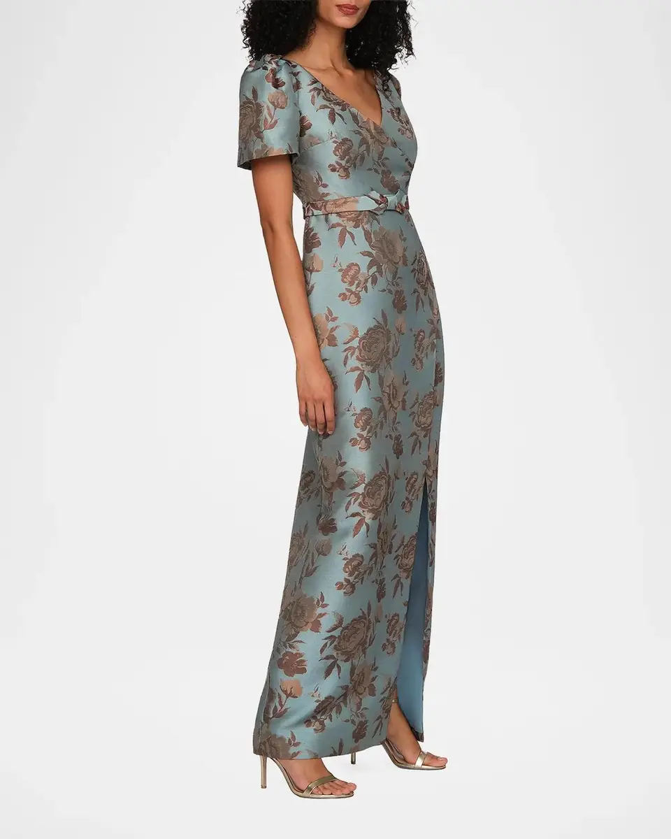 Kay Unger New York Esmerelda Floral Jacqaurd Gown | Thumbnail 6 Kay Unger New York Esmerelda Floral Jacqaurd Gown | Thumbnail 6