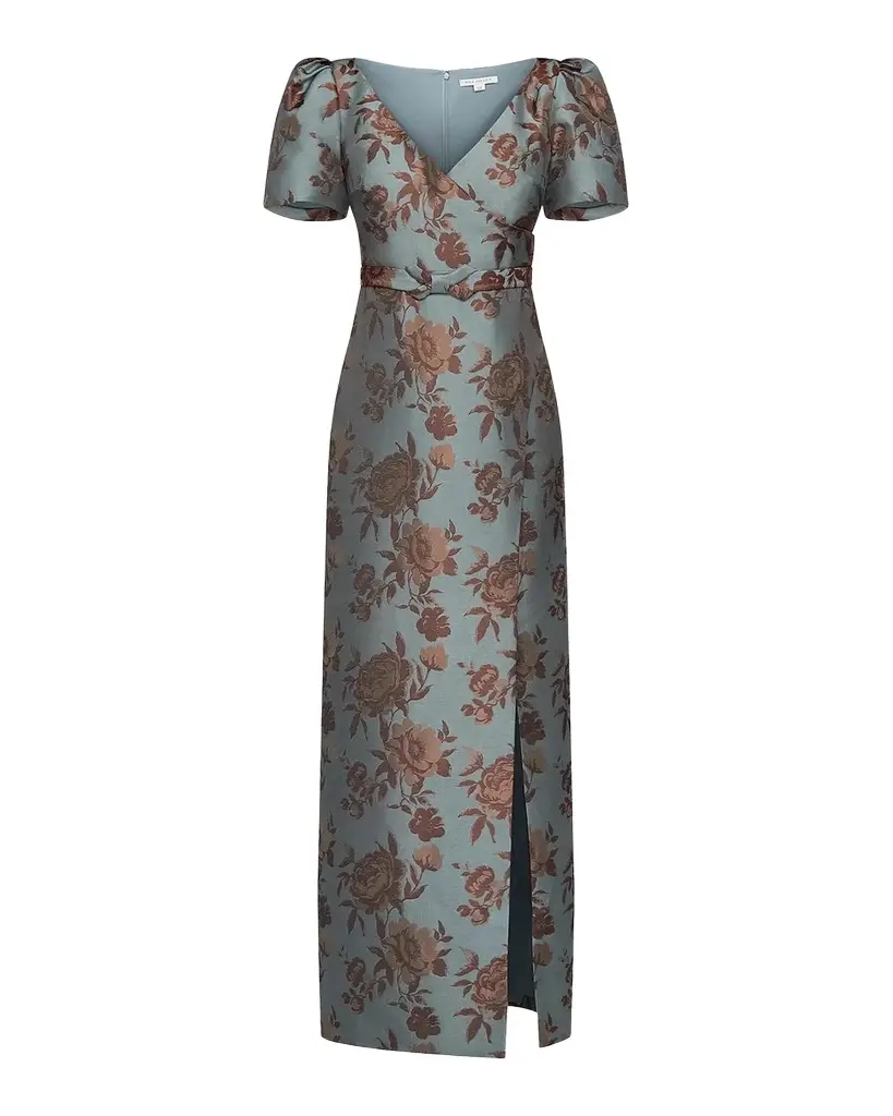 Kay Unger New York Esmerelda Floral Jacqaurd Gown