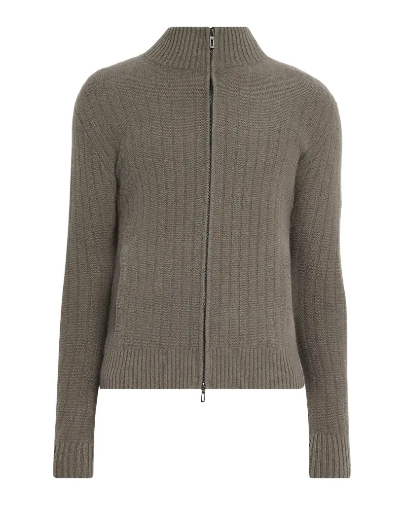 Men's Cashmere Wide-Rib Mock Neck Full-Zip Sweater Men's Cashmere Wide-Rib Mock Neck Full-Zip Sweater
