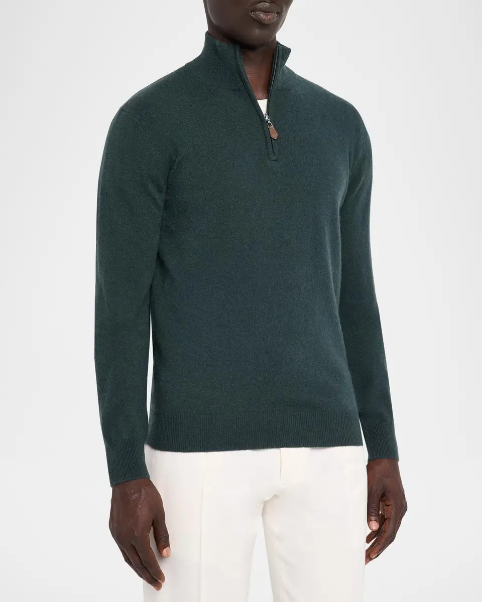 Neiman Marcus Cashmere Collection Men's Cashmere Quarter-Zip Sweater | Thumbnail 4 Neiman Marcus Cashmere Collection Men's Cashmere Quarter-Zip Sweater | Thumbnail 4