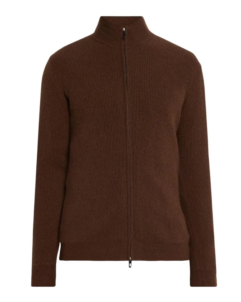 Men's Cashmere Rib-Knit Mock Neck Full-Zip Sweater Men's Cashmere Rib-Knit Mock Neck Full-Zip Sweater