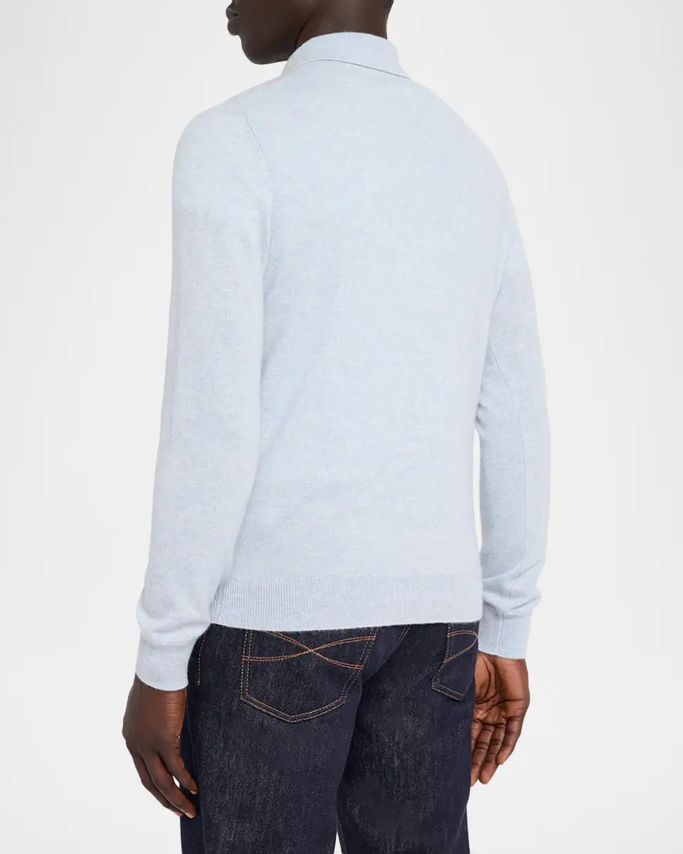 Neiman Marcus Cashmere Collection Men's Cashmere Melange Polo Sweater | Thumbnail 3 Neiman Marcus Cashmere Collection Men's Cashmere Melange Polo Sweater | Thumbnail 3
