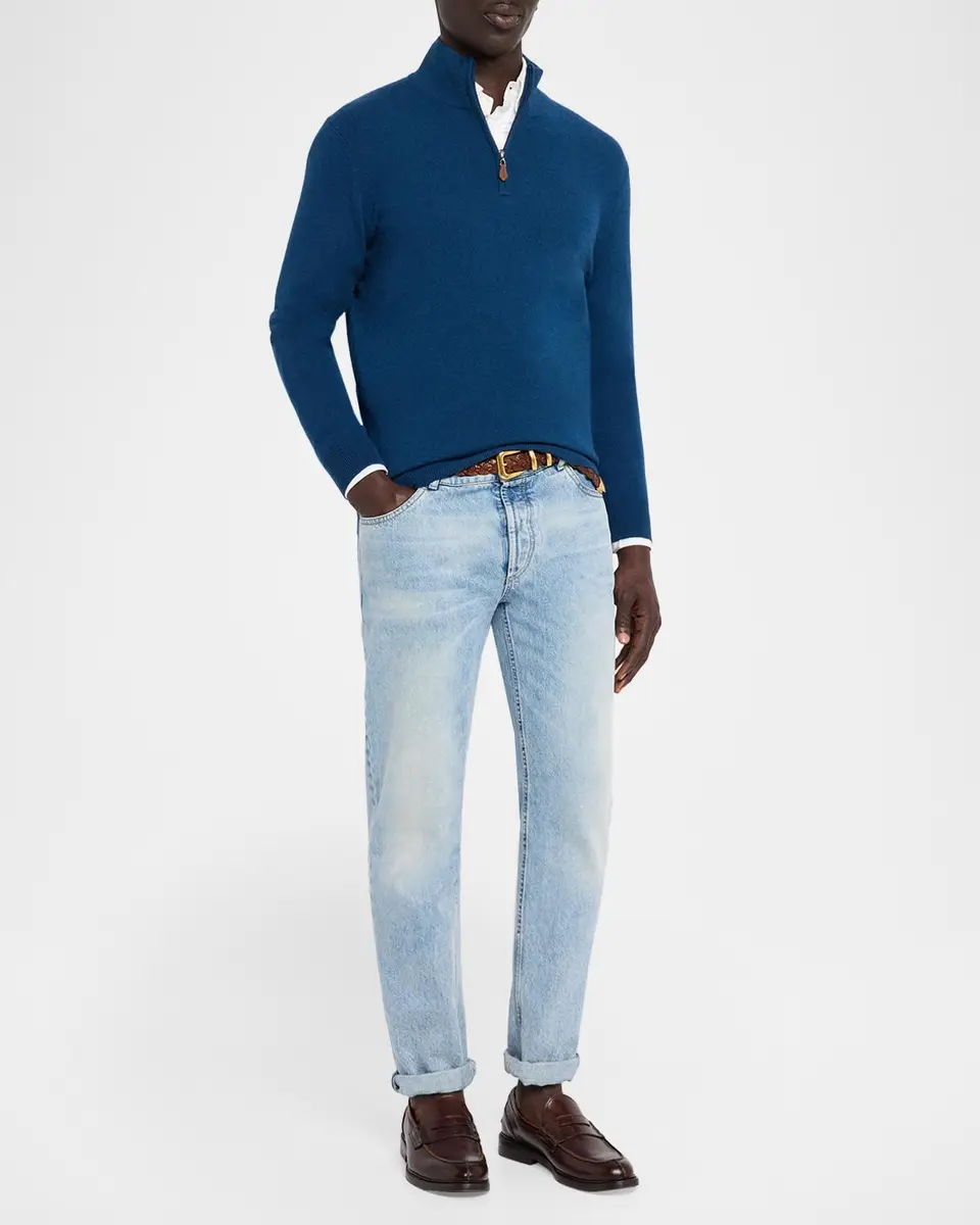 Neiman Marcus Cashmere Collection Men's Cashmere Quarter-Zip Sweater | Thumbnail 2 Neiman Marcus Cashmere Collection Men's Cashmere Quarter-Zip Sweater | Thumbnail 2