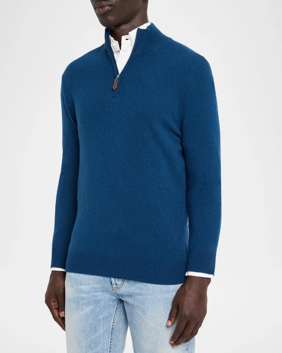 Neiman Marcus Cashmere Collection Men's Cashmere Quarter-Zip Sweater | Thumbnail 4 Neiman Marcus Cashmere Collection Men's Cashmere Quarter-Zip Sweater | Thumbnail 4
