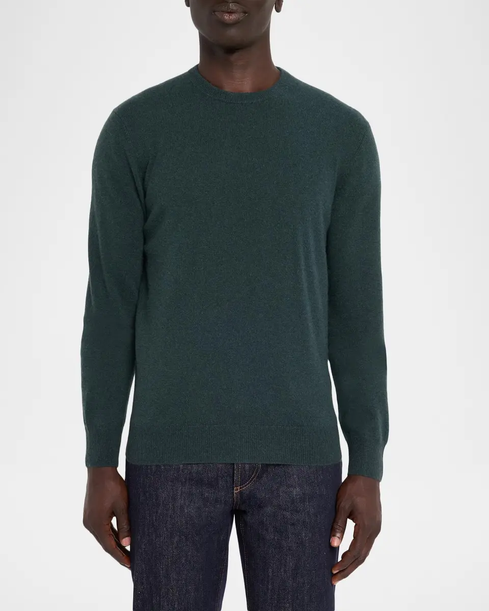 Neiman Marcus Cashmere Collection Men's Cashmere Crewneck Sweater | Thumbnail 4 Neiman Marcus Cashmere Collection Men's Cashmere Crewneck Sweater | Thumbnail 4