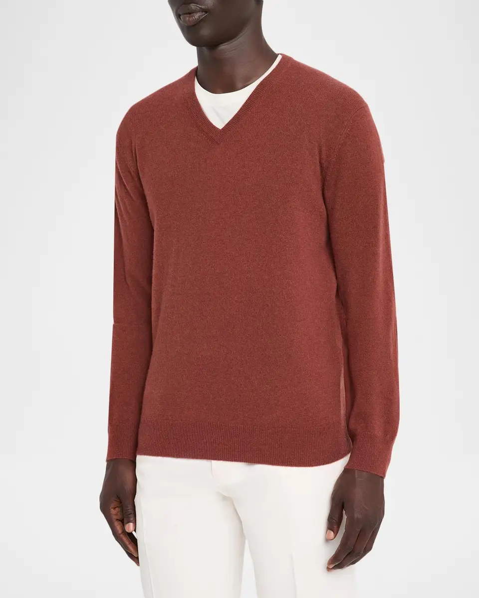 Neiman Marcus Cashmere Collection Men's Cashmere V-Neck Sweater | Thumbnail 4 Neiman Marcus Cashmere Collection Men's Cashmere V-Neck Sweater | Thumbnail 4
