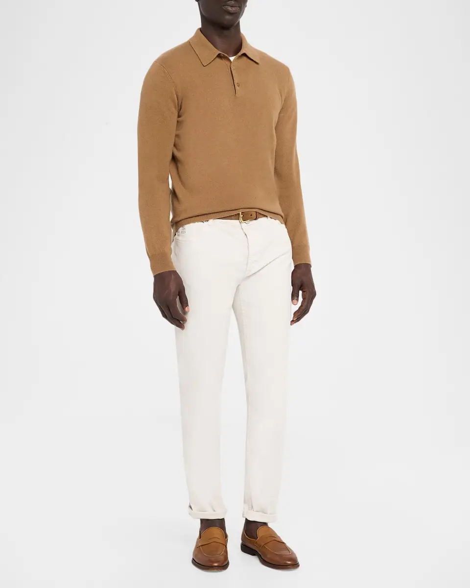 Neiman Marcus Cashmere Collection Men's Cashmere Melange Polo Sweater | Thumbnail 2 Neiman Marcus Cashmere Collection Men's Cashmere Melange Polo Sweater | Thumbnail 2