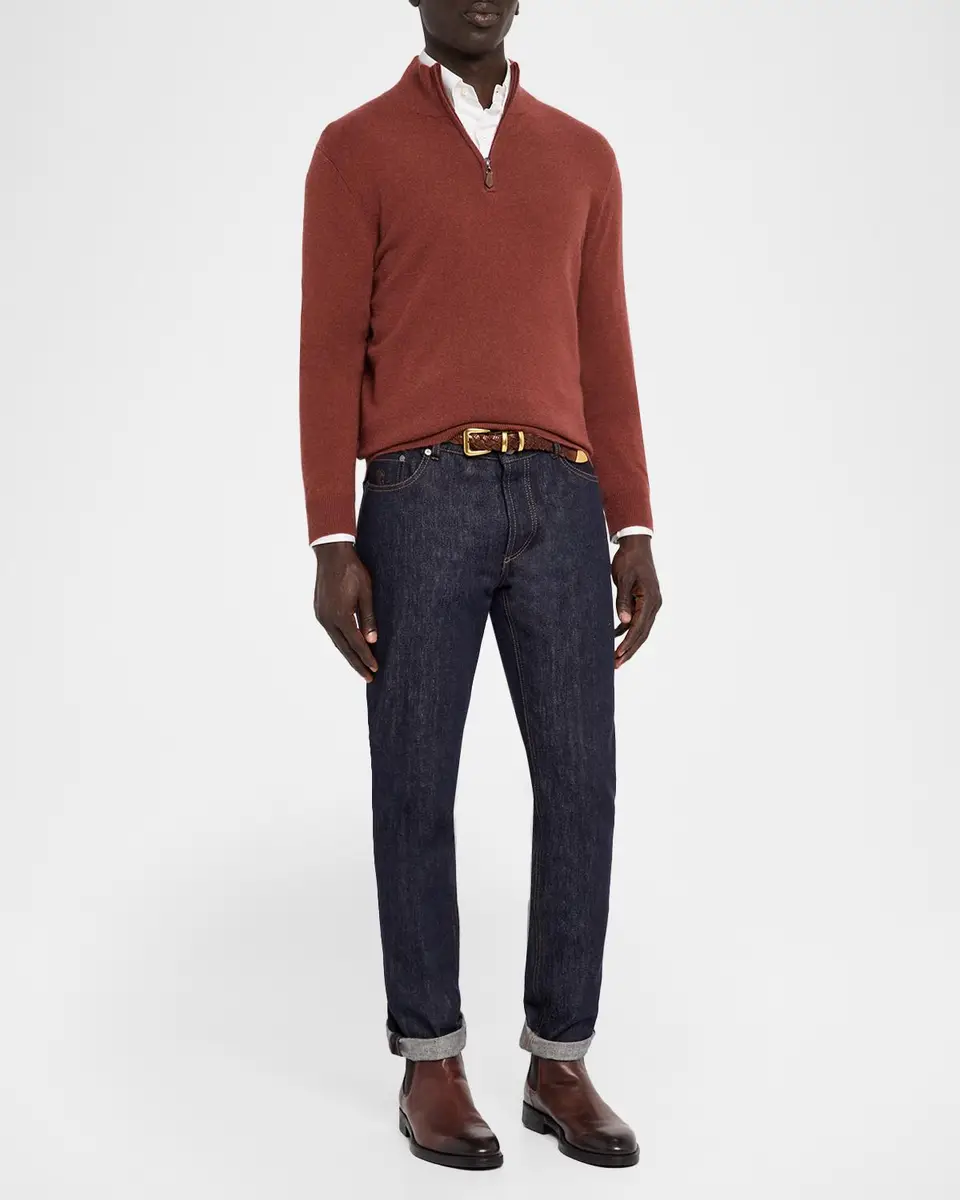 Neiman Marcus Cashmere Collection Men's Cashmere Quarter-Zip Sweater | Thumbnail 2 Neiman Marcus Cashmere Collection Men's Cashmere Quarter-Zip Sweater | Thumbnail 2