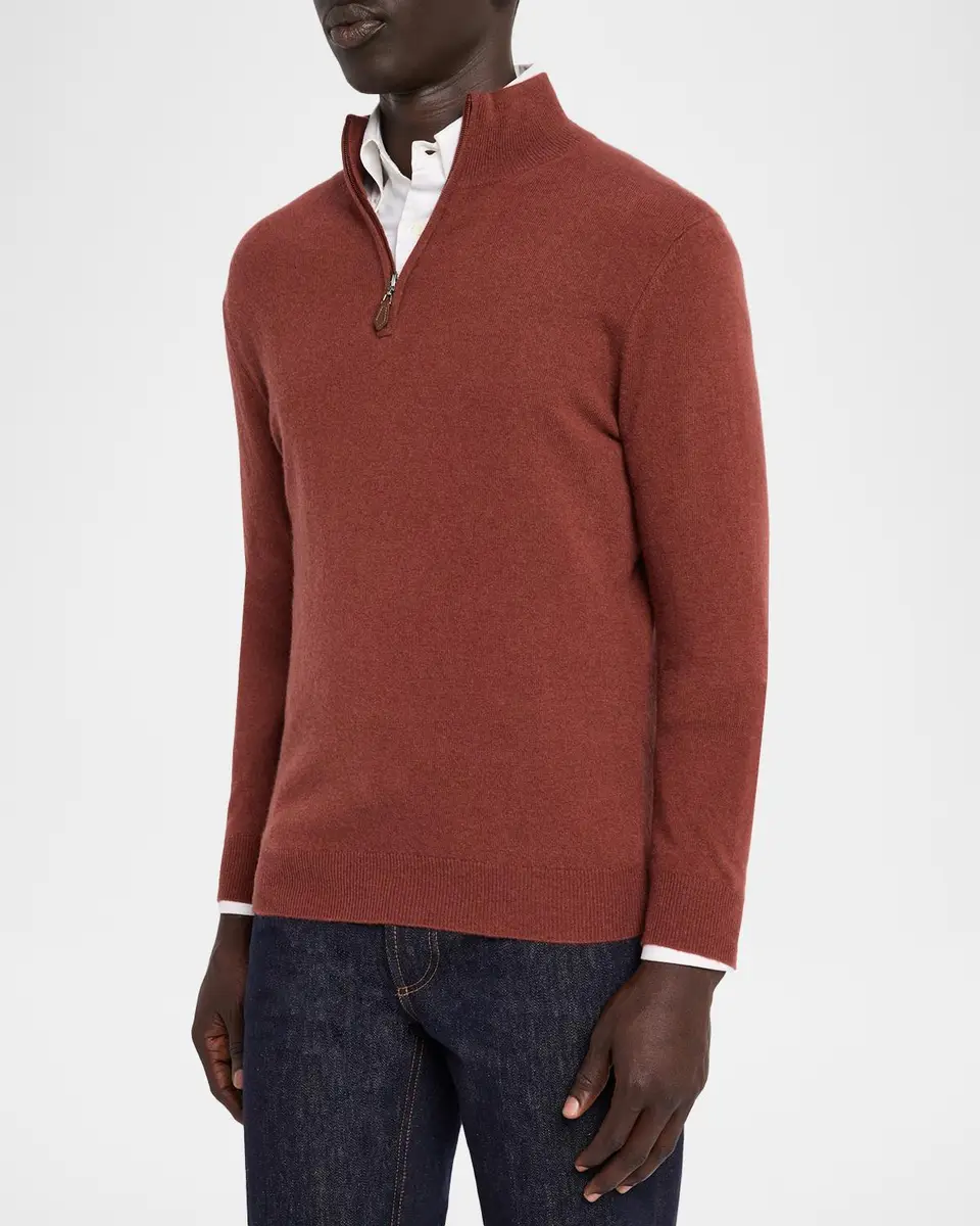 Neiman Marcus Cashmere Collection Men's Cashmere Quarter-Zip Sweater | Thumbnail 4 Neiman Marcus Cashmere Collection Men's Cashmere Quarter-Zip Sweater | Thumbnail 4