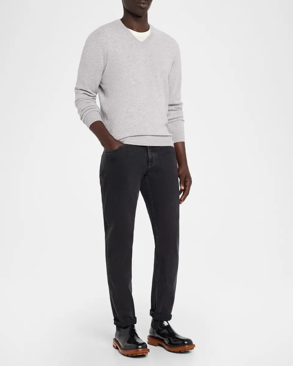 Neiman Marcus Cashmere Collection Men's Cashmere V-Neck Sweater | Thumbnail 2 Neiman Marcus Cashmere Collection Men's Cashmere V-Neck Sweater | Thumbnail 2