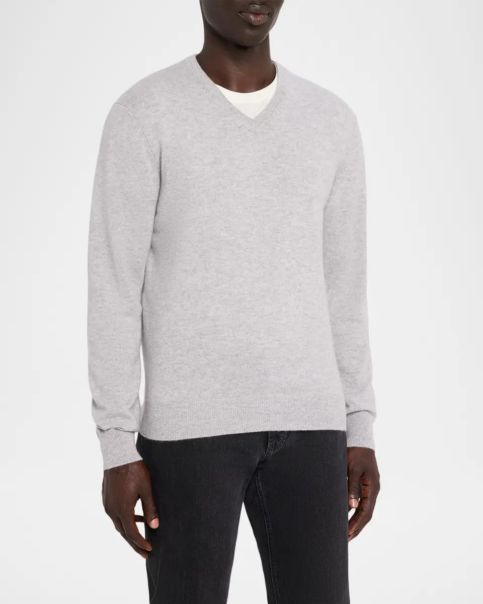 Neiman Marcus Cashmere Collection Men's Cashmere V-Neck Sweater | Thumbnail 4 Neiman Marcus Cashmere Collection Men's Cashmere V-Neck Sweater | Thumbnail 4