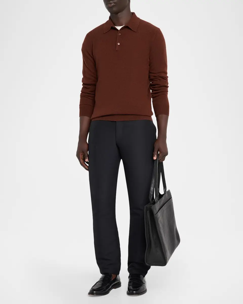 Neiman Marcus Cashmere Collection Men's Cashmere Melange Polo Sweater | Thumbnail 2 Neiman Marcus Cashmere Collection Men's Cashmere Melange Polo Sweater | Thumbnail 2